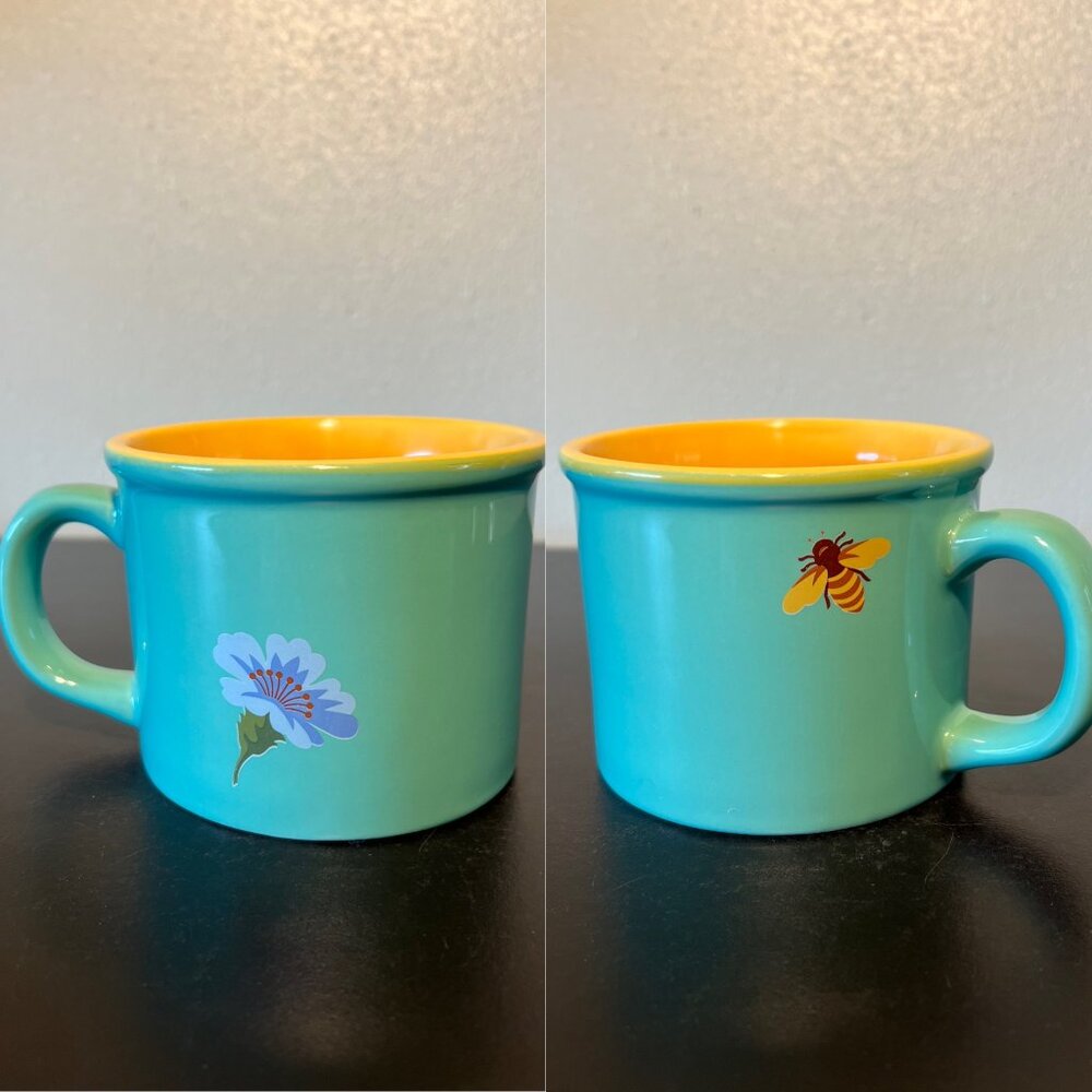 ANNIE’S TREASURES Honey Bee and Flower Ceramic Wide Mouth Mug / Bowl